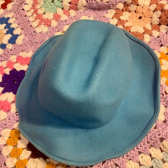NWT DEADSTOCK VINTAGE 90'S 100% WOOL FLOPPY BLUE HAT HIPPIE BOHO - Picture 4 of 8